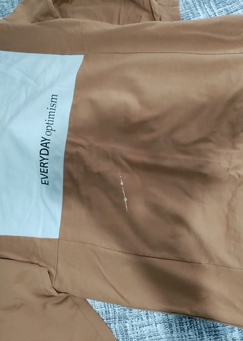 38 Beden Bej Çizgili Uzun Kollu Kadın Sweatshirt