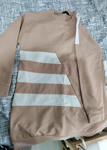 Diğer Bej Çizgili Uzun Kollu Kadın Sweatshirt