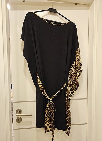 48 Beden Leopar detaylı abiye elbise