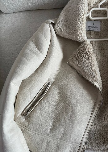 Beyaz Kürklü Deri Kadın Ceket - Görsel 3