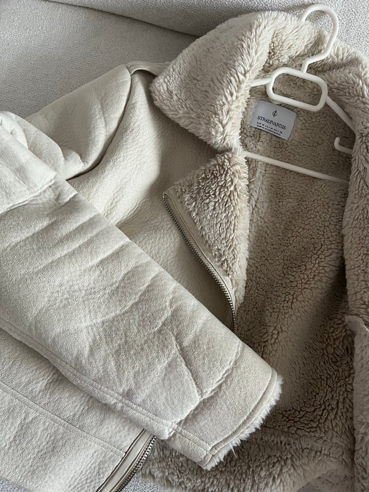 Beyaz Kürklü Deri Kadın Ceket - Görsel 2