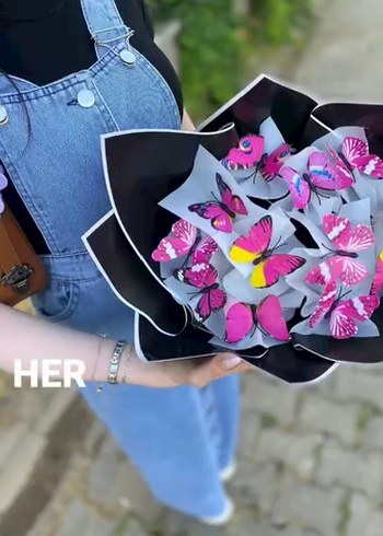 Renkli Pembe Kelebek buketi - Görsel 2
