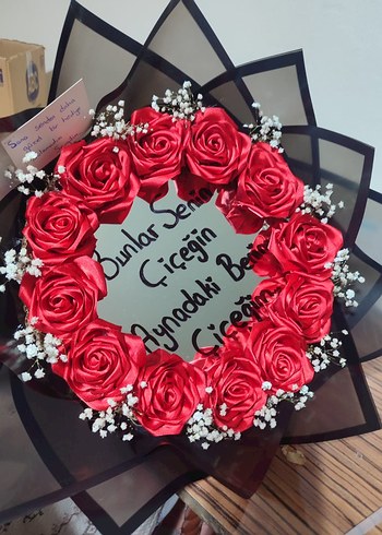 Kırmızı aynalı solmayan gül buketi - Görsel 2