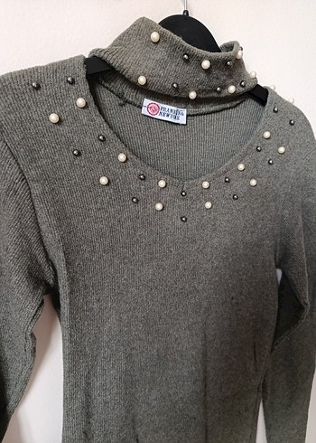 Uzun Kollu Gri Triko Elbise - Görsel 3