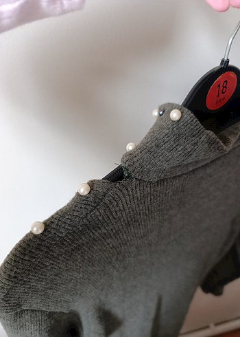 Uzun Kollu Gri Triko Elbise - Görsel 6