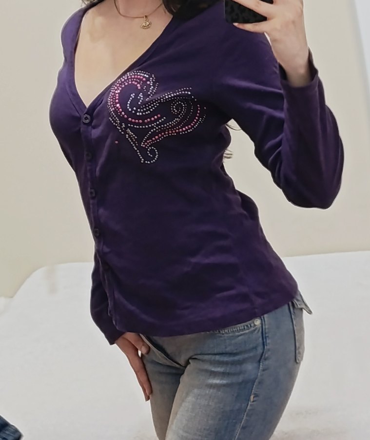 y2k mor V yaka Hırka - Görsel 2