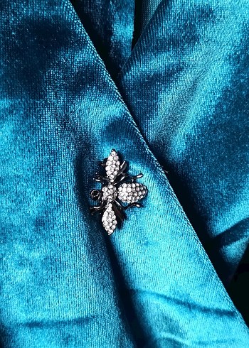 Turkuaz kadife elbise - Görsel 2