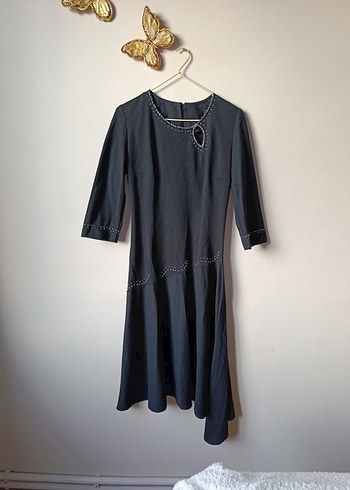 Uzun Siyah Gotik Elbise - Görsel 2