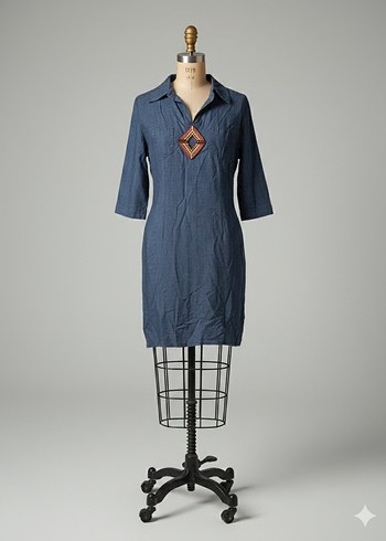 koton denim gömlek elbise - Görsel 4