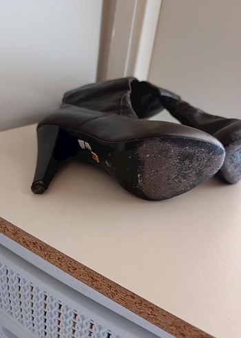 İnci kahverengi topuklu çizme - Görsel 4