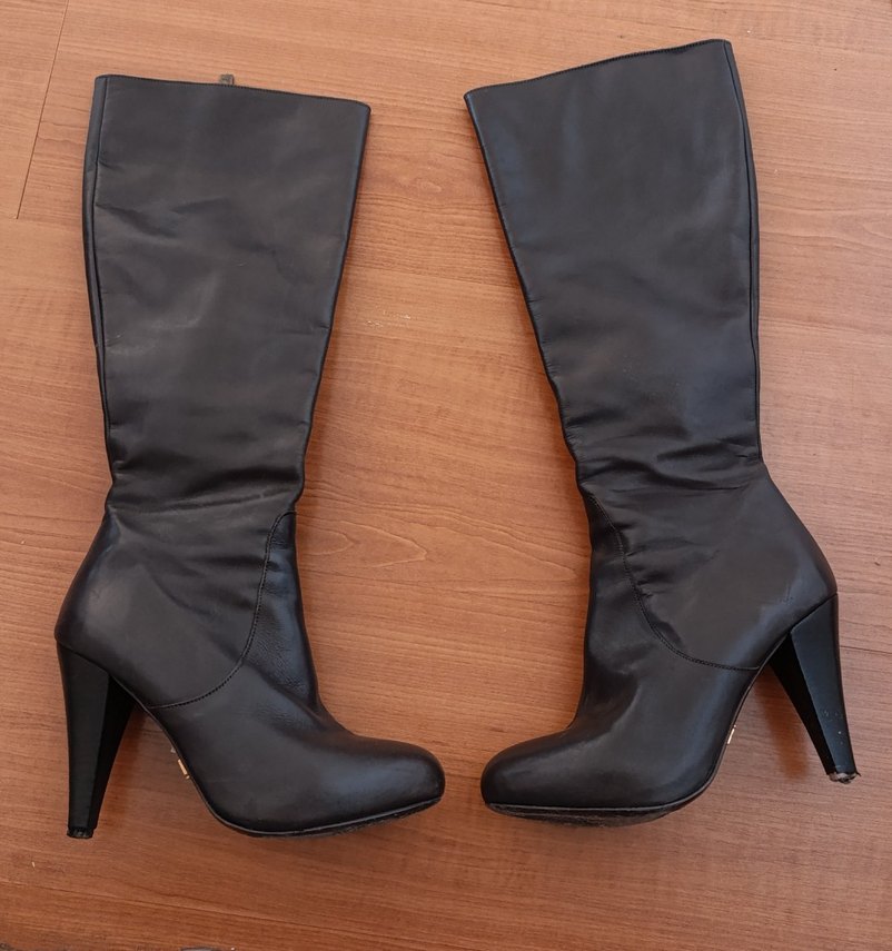 İnci kahverengi topuklu çizme - Görsel 2