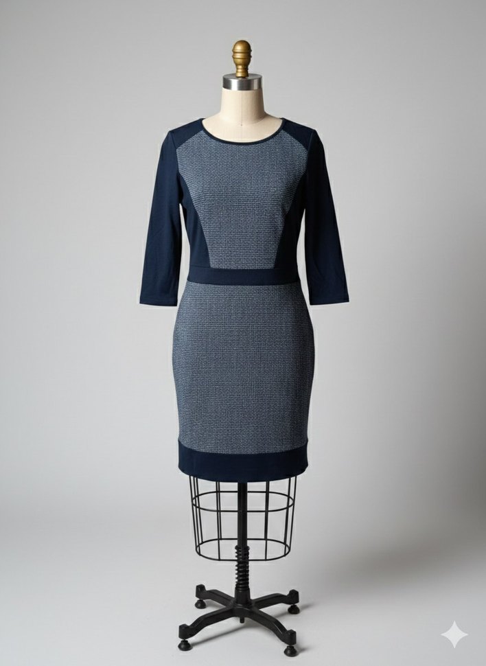 Esprit gri siyah elbise - Görsel 5