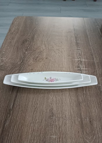 Pastel Beyaz Çiçekli Porselen Servis Tabakları