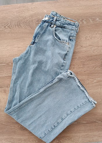 44 Beden Kadın Gri Denim Regular Fit Jean bol kesim