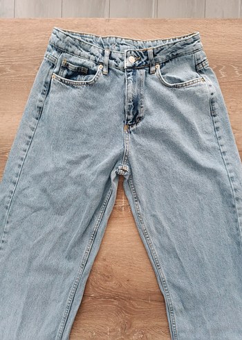 Kadın Gri Denim Regular Fit Jean bol kesim