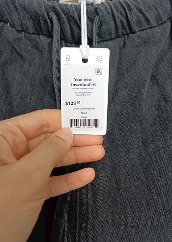 l Beden gri Renk koyu grii Bol Kesim beli lastikli Kot Pantolon