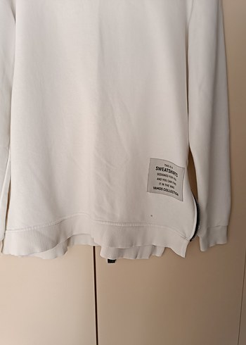 s Beden Beyaz Uzun Kollu Rahat Kesim Sweatshirt