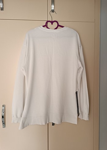 s Beden beyaz Renk Beyaz Uzun Kollu Rahat Kesim Sweatshirt