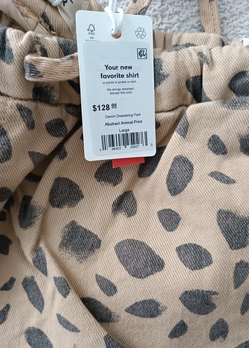 l Beden beli lastikli Leopar Desenli Bej Kadın Pantolon