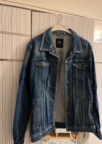 Kadın Mavi Denim Ceket, Düğmeli, Salaş Kesim