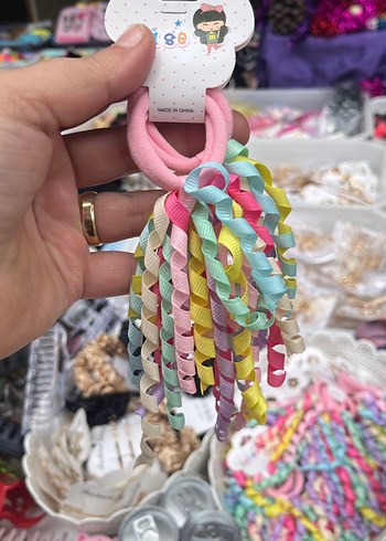 Renkli Bağlamalı Kurdeleli Çocuk Saç Tokaları - Görsel 2