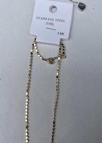 Uzun Zincir Detaylı Altın Renk Kadın Kolye - Görsel 2