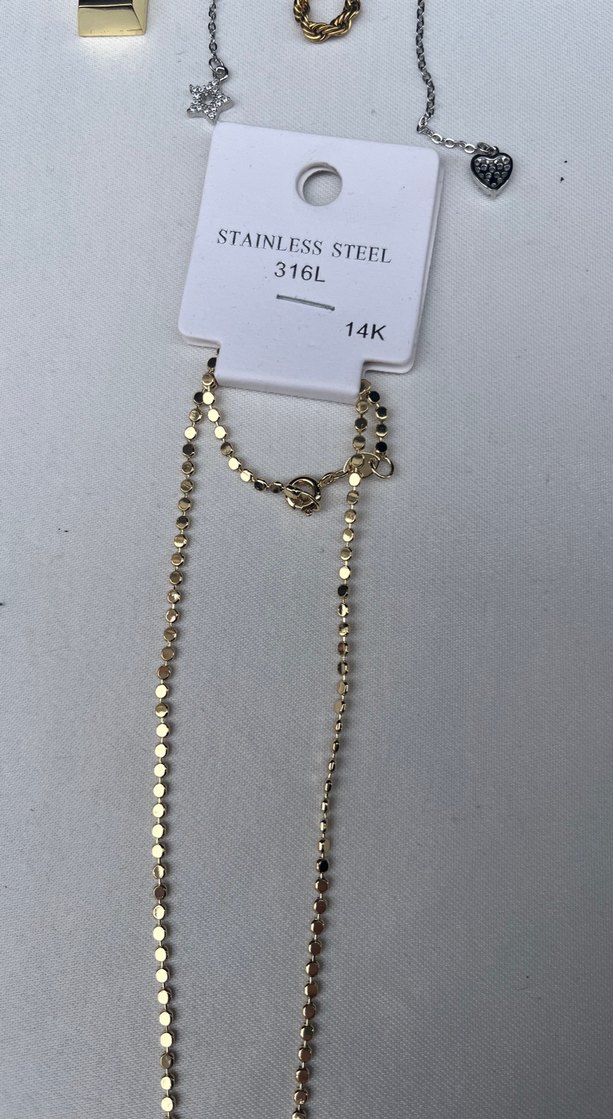 Uzun Zincir Detaylı Altın Renk Kadın Kolye - Görsel 2