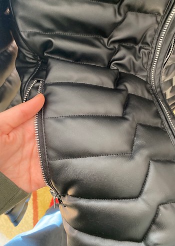 Siyah Deri Fermuarlı Erkek Biker Ceket - Görsel 5