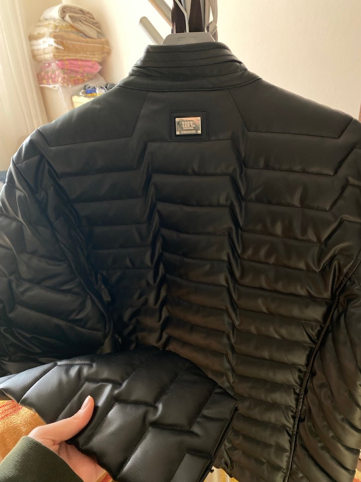 Siyah Deri Fermuarlı Erkek Biker Ceket - Görsel 4