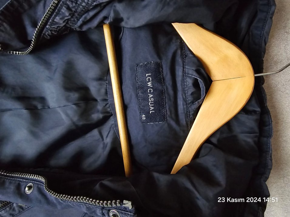 Kadın Lacivert Denim Parka Kürklü Kapüşonlu - Görsel 5