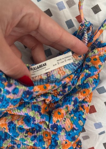 xs Beden Mavi Tie-Dye Mini Transparan Kadın Mayo