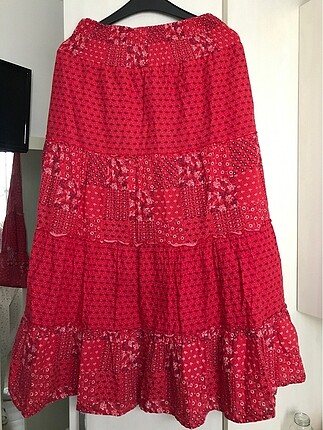 Etnik Desen astarlı Kırmızı Etek