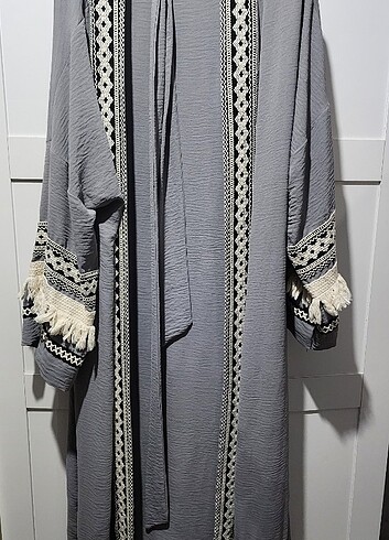xl Beden gri Renk Gri uzun kimono