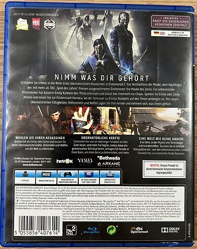 Sony Dishonored 2 Ps4 Oyun