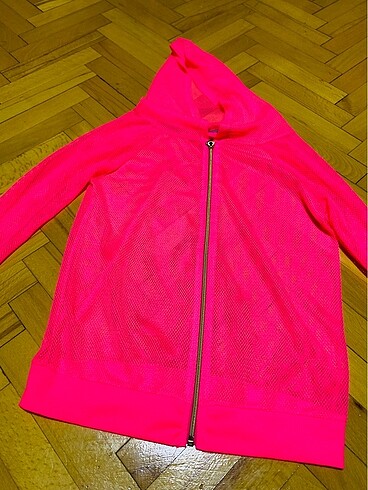 m Beden Neon pembe kapüşonlu delikli ceket