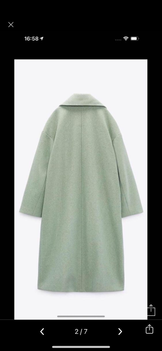 Zara Çift Düğmeli Uzun Yeşil Kaban - Görsel 2