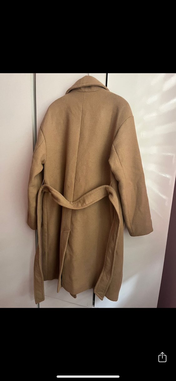 Kuşaklı Bej Kadın Kaban - Görsel 4