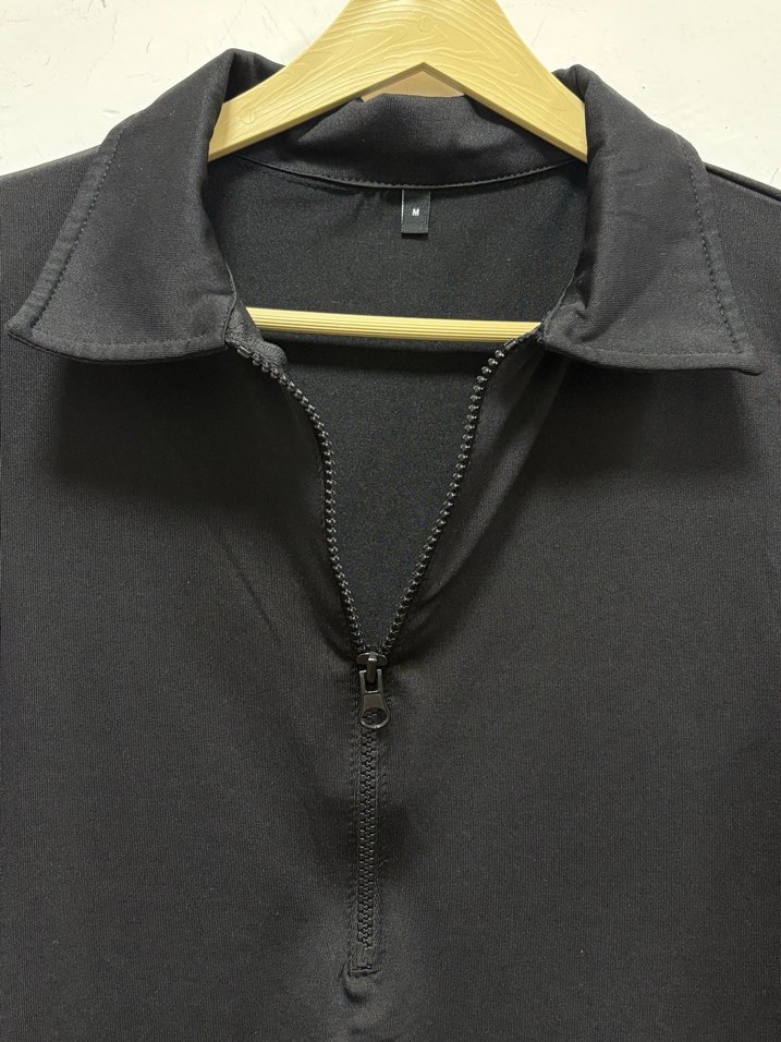 Fermuarlı Siyah Uzun Kollu Kadın Bluz - Görsel 3