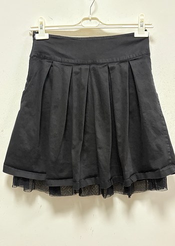 Kemer Detaylı Siyah Mini Goth Etek - Görsel 2