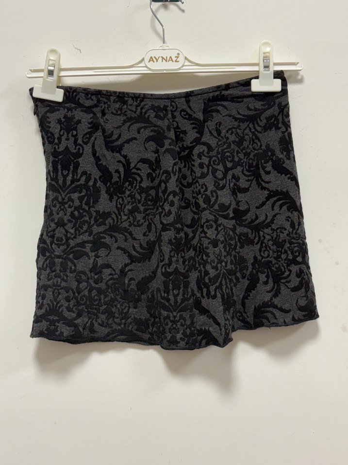 Gri Gotik Mini Etek Bağcıklı - Görsel 2