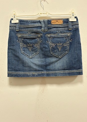 Vintage Kadın Mavi Denim Mini Etek - Görsel 2