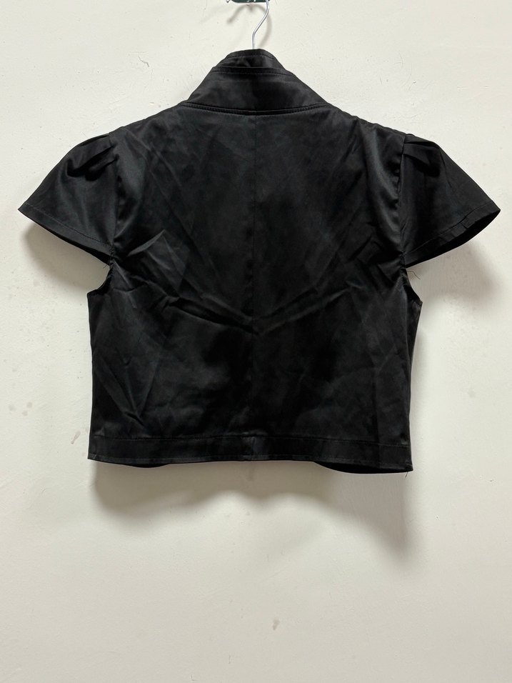 Vintage Düğmeli Siyah Kısa Kollu Bolero - Görsel 2