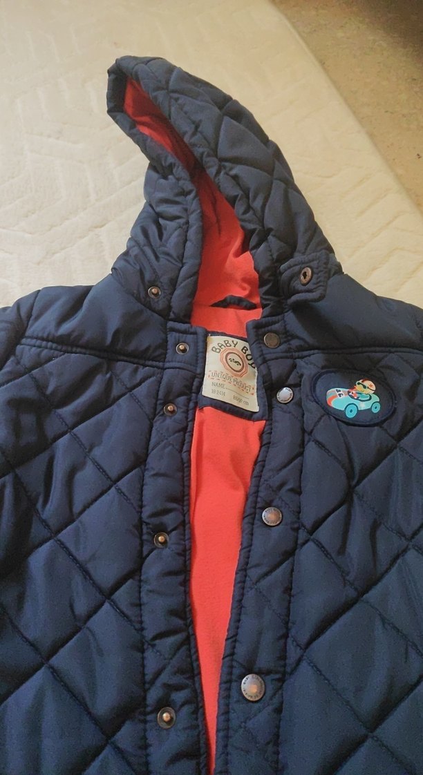 Erkek Bebek Mavi Kapüşonlu kar  Tulum - Görsel 2