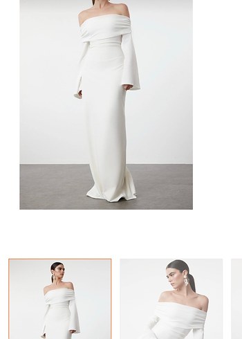 Beyaz uzun elbise - Görsel 3