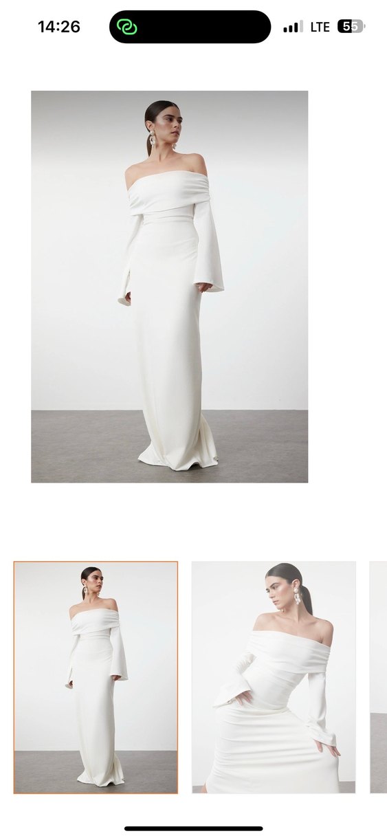 Beyaz uzun elbise - Görsel 3