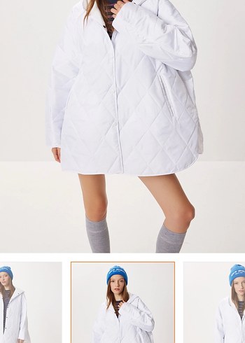 Beyaz Kapitone Mont - Görsel 2