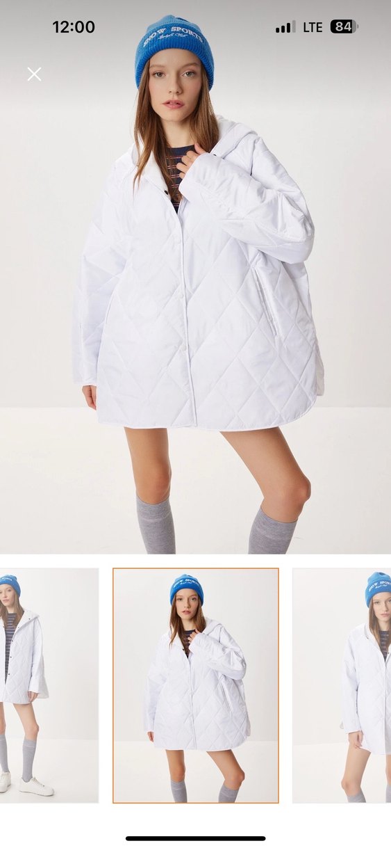 Beyaz Kapitone Mont - Görsel 2