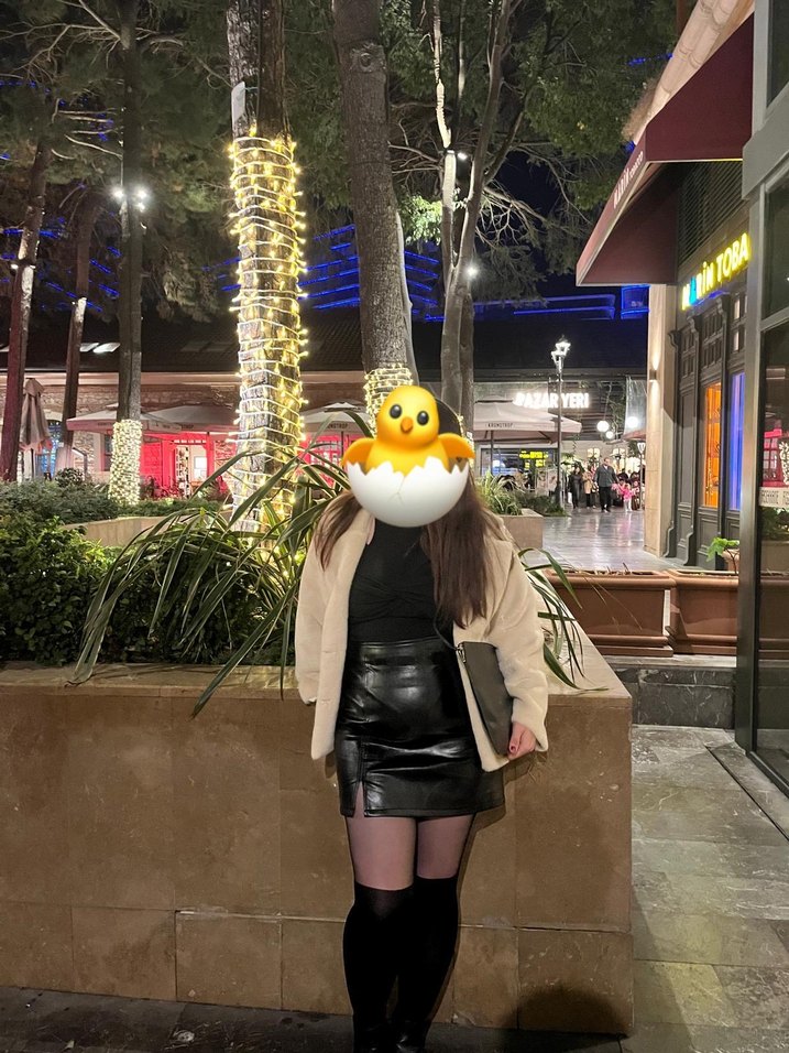 Siyah Deri Mini Etek - Görsel 2