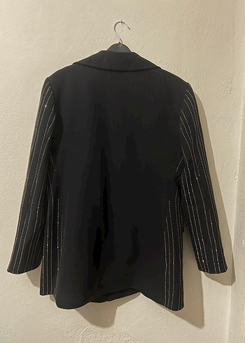 Düğmeli Siyah Taşlı Kadın Blazer Ceket - Görsel 3