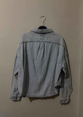 Gri Düğmeli Kadın Denim Ceket - Görsel 3